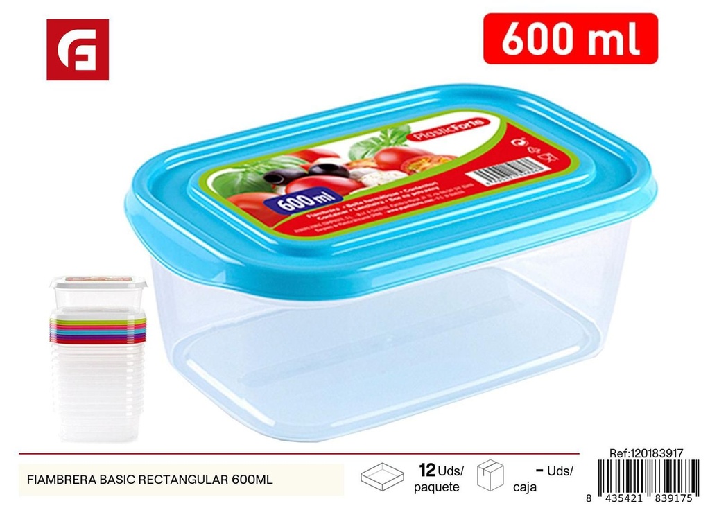 Fiambrera básica rectangular 600ml - Utensilios de cocina