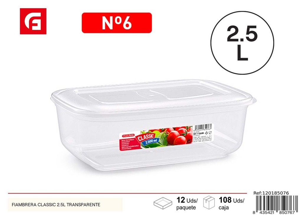 Fiambrera Classic transparente 2.5L - Contenedores de cocina