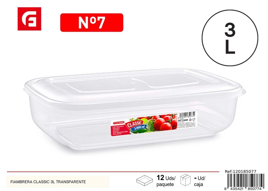Fiambrera Classic 3L transparente - Contenedores de alimentos