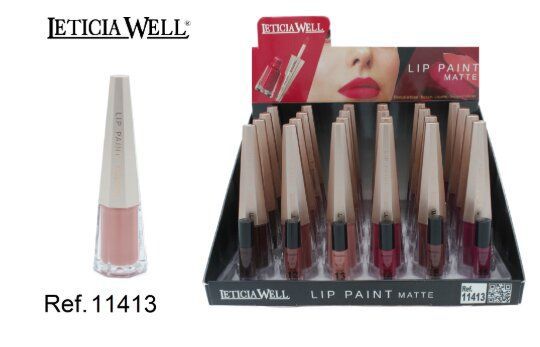 Lip paint matte con tester 24 unidades - Maquillaje