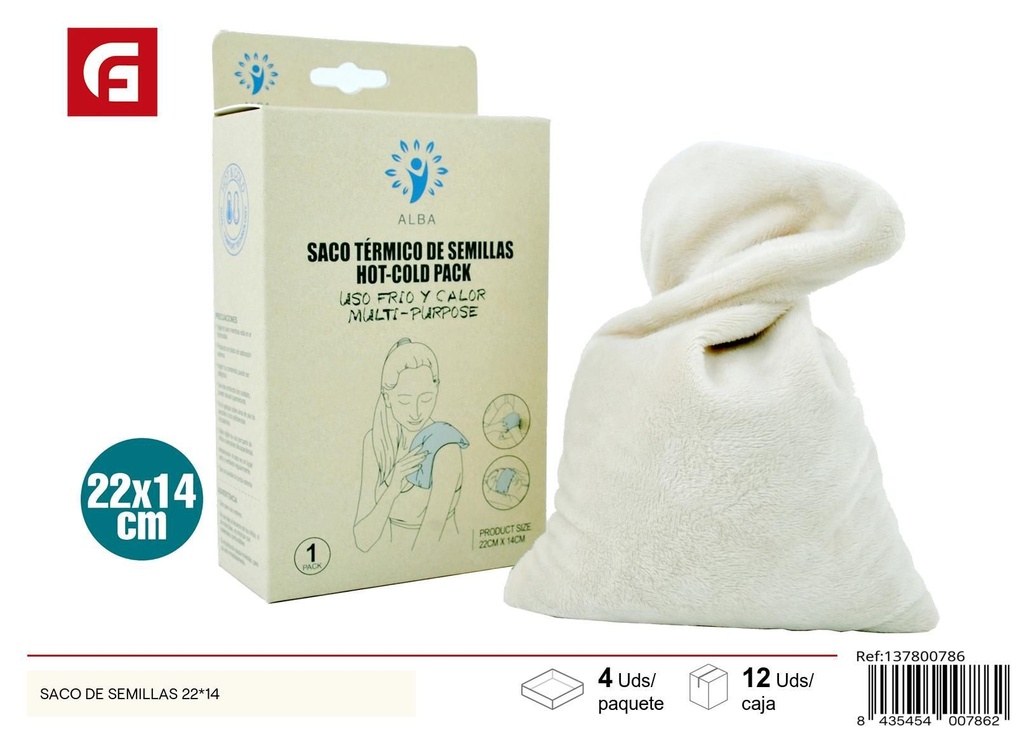 Saco de semillas para terapia térmica 22x14cm - Cuidado personal