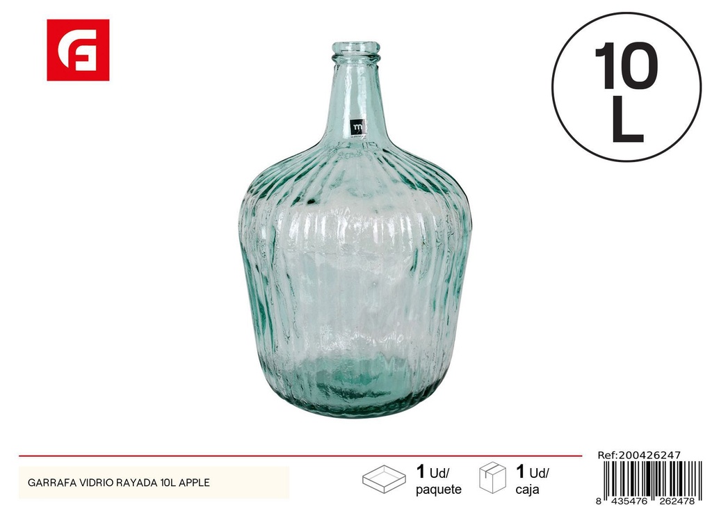 Garrafa de vidrio rayada 10L sin tapón - Utensilios de cocina