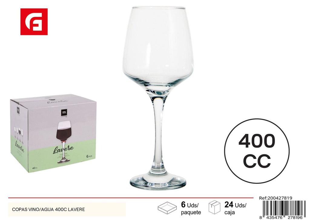 Copas de vino/agua 400 cl - Vajilla de vidrio