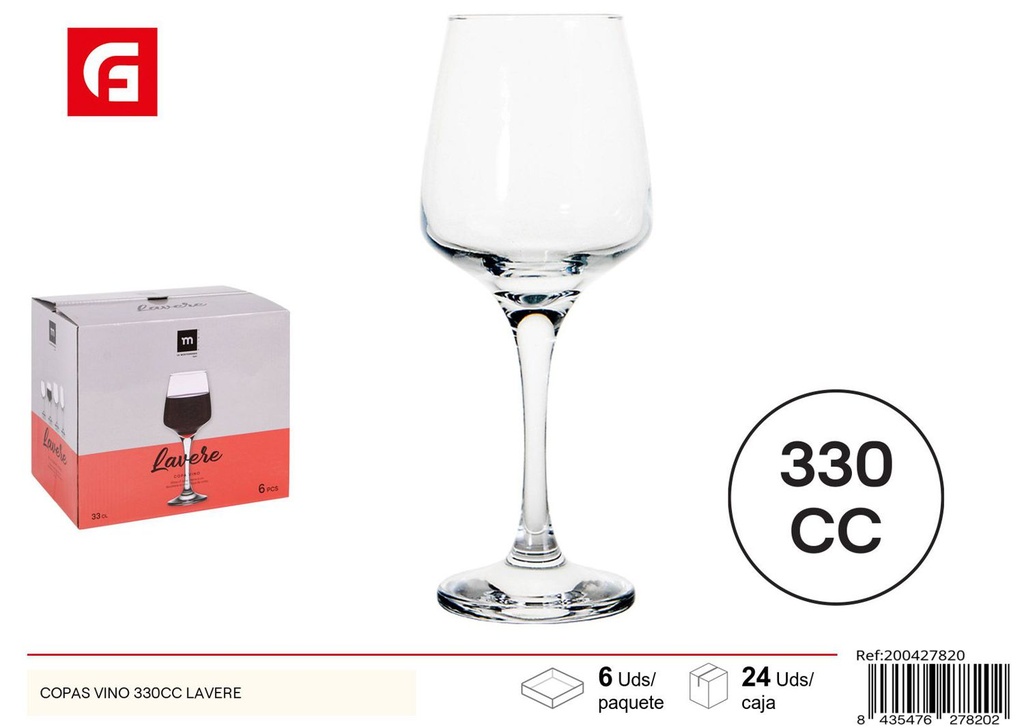 Copa de vino de vidrio 330cc - Cristalería y copas de vino