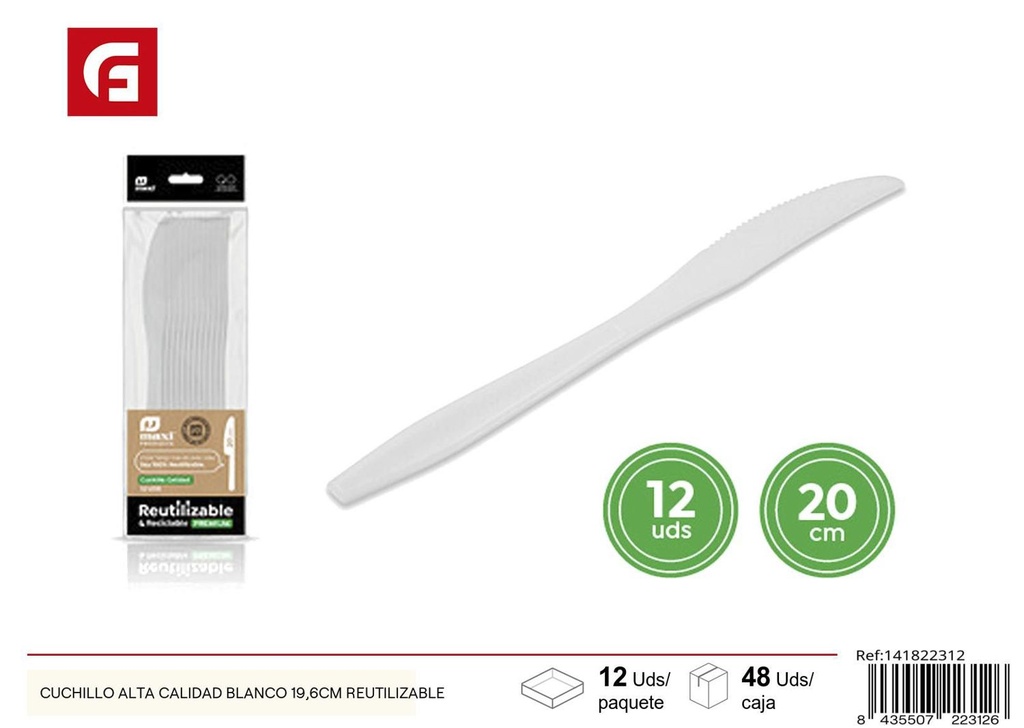 Cuchillo blanco reutilizable de alta calidad 19,6 cm - Cubiertos de cocina