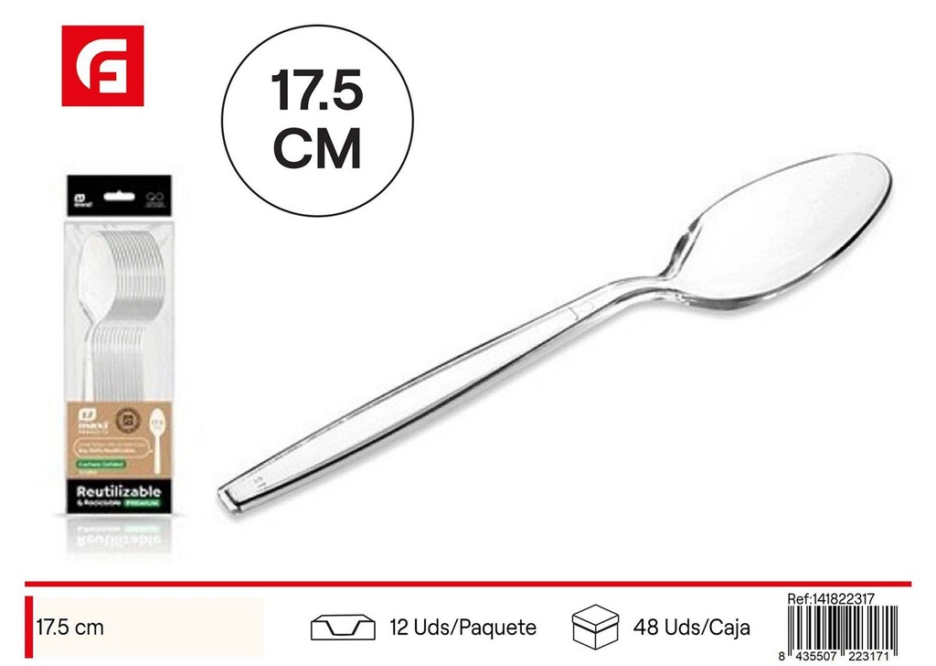 Cuchara alta calidad transparente reutilizable 17.5 cm - Utensilios de cocina