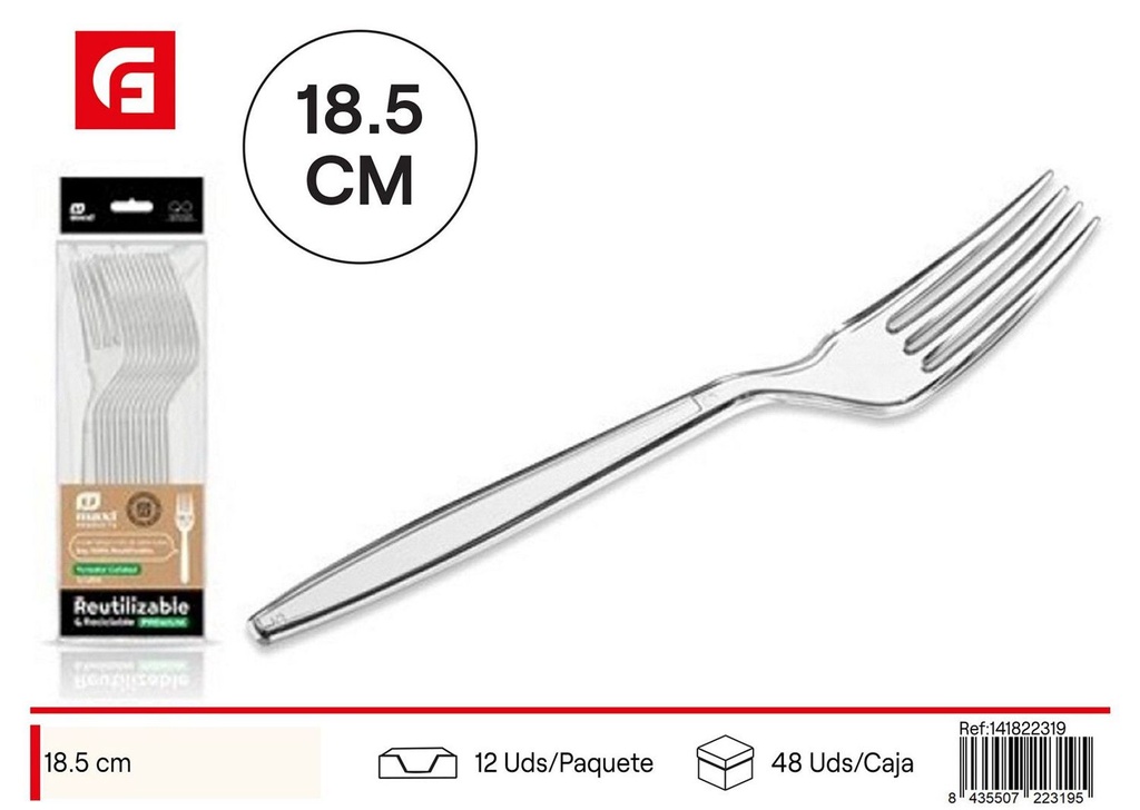 Tenedor transparente reutilizable de alta calidad 18,5 cm - Cubiertos de cocina
