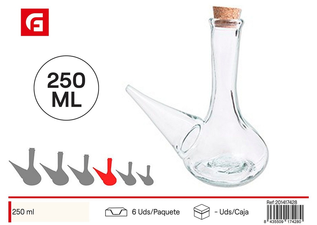 Botella de vidrio con tapón de corcho de 250 ml - Utensilios de cocina