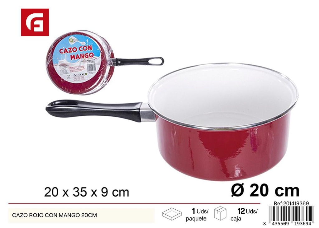 Cazo rojo con mango 20 cm - Utensilios de cocina