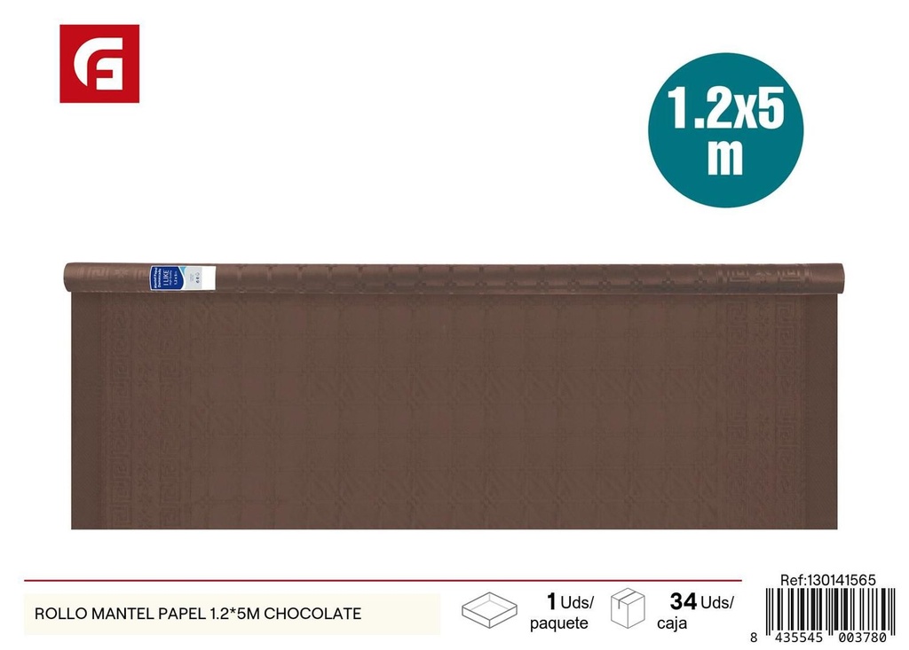 Rollo mantel papel chocolate 1.2*5m - Artículos desechables
