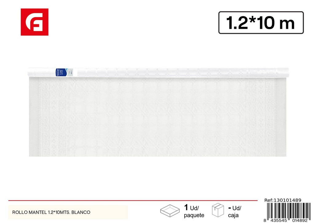 Rollo de mantel 1.2x10 m blanco - Desechables