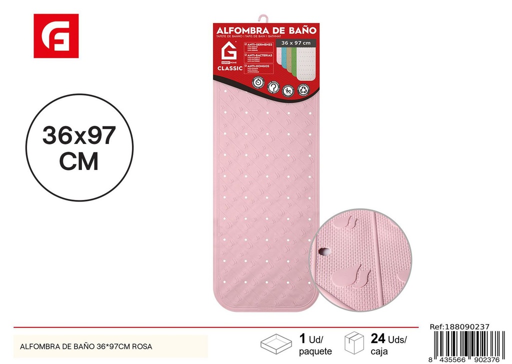 Alfombra de baño 36x97 cm rosa - Accesorios de baño