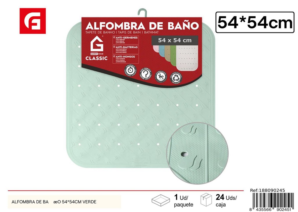 Alfombra de baño 54x54 cm verde - Accesorios de baño