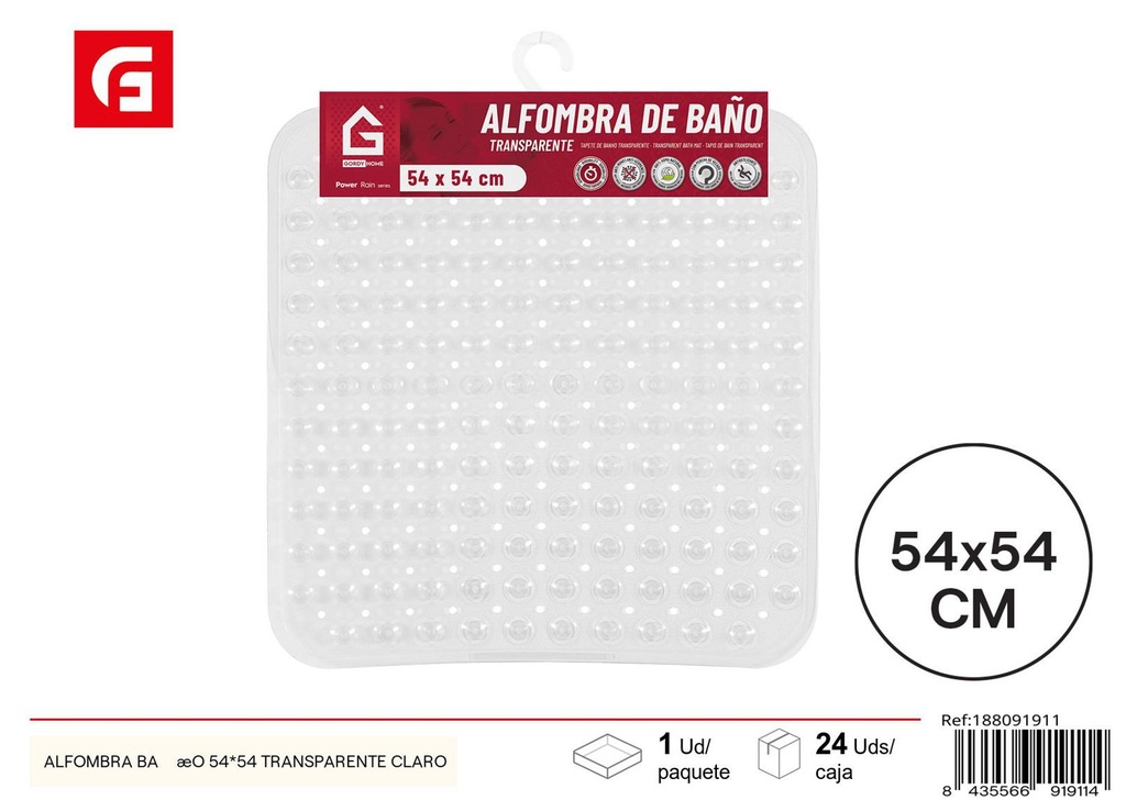 Alfombra para baño transparente 54x54cm - Accesorios de baño