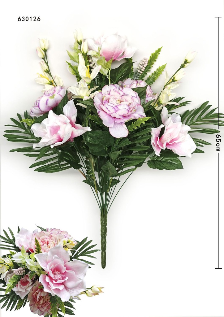 Ramo de flores artificiales 18 cabezas de peonías y magnolias