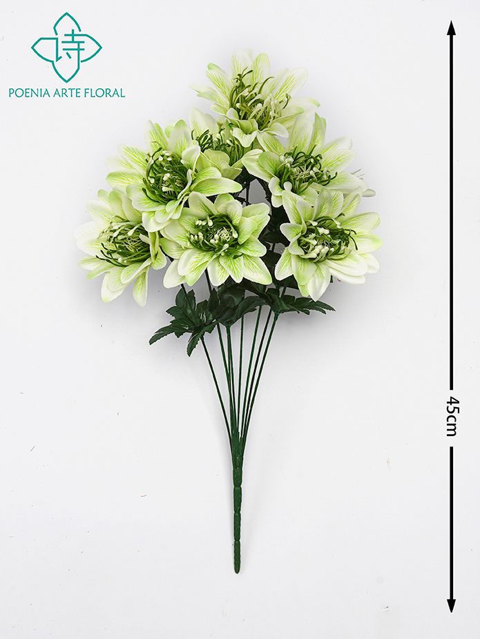 Ramo de flores artificiales 8 cabezas (blanco) - Decoración funeraria