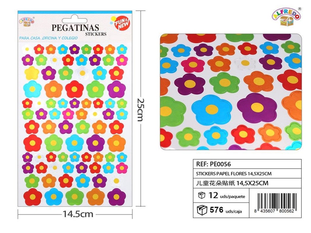 Stickers papel flores 14.5x25 cm - Pegatinas decorativas para niños