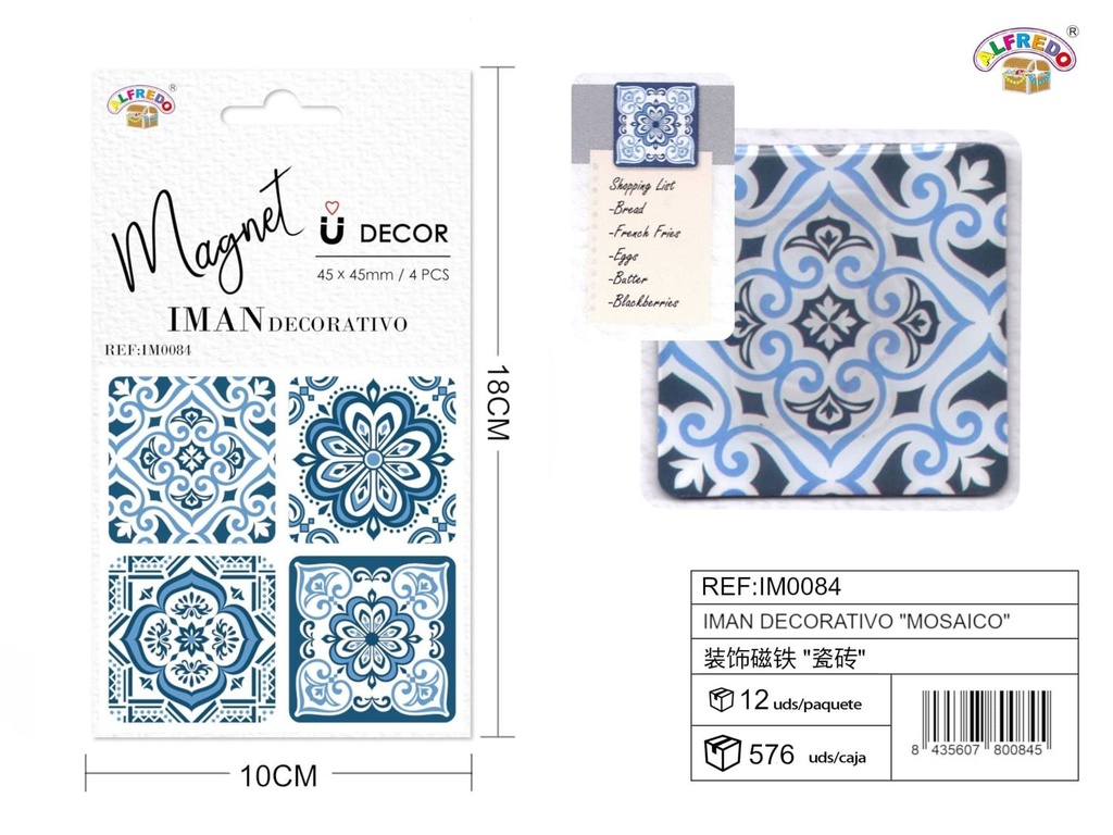 Imán decorativo "Mosaico" 10x18 cm - Imán para frigorífico