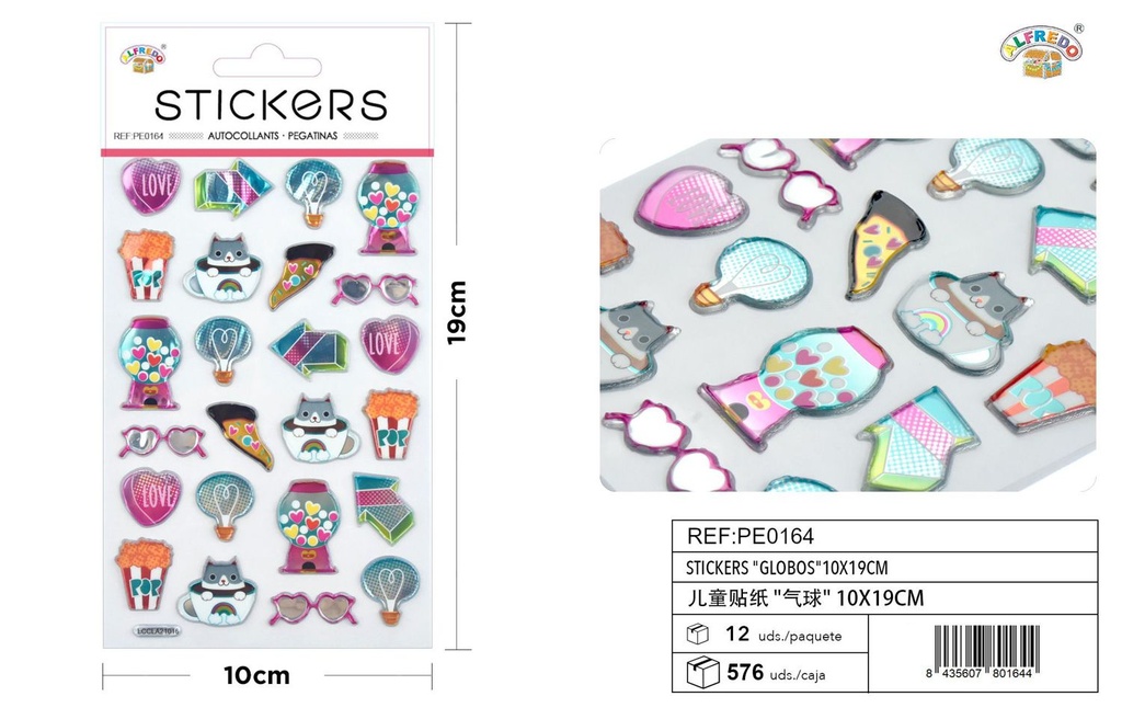Stickers "globos" 10x19 cm - Pegatinas surtidas infantiles