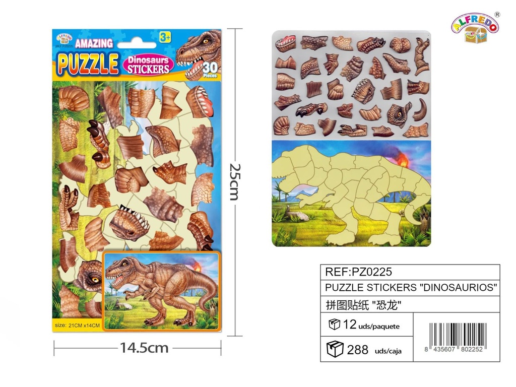 Puzzle stickers "Dinosaurios" 14.5x25cm - Material de arte