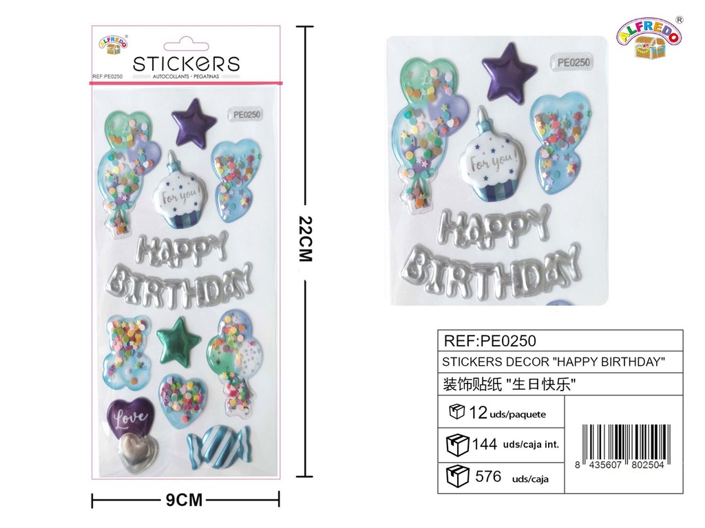 Stickers decor "happy birthday" 9.5x22 cm - Pegatinas infantiles decorativas