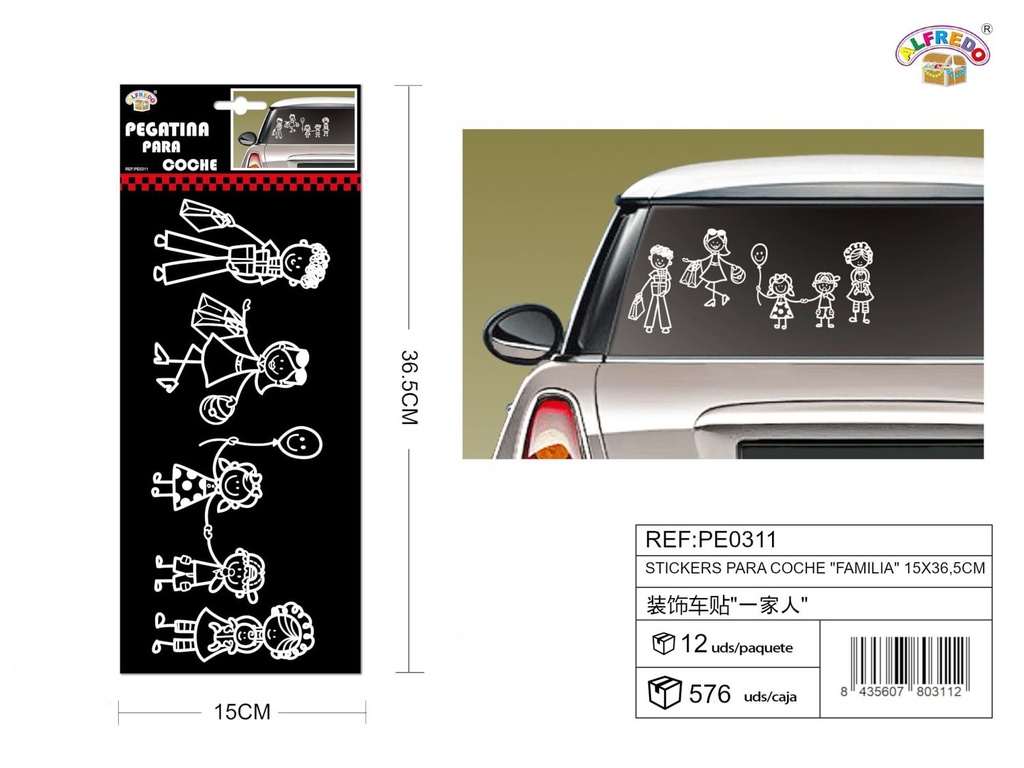 Stickers para coche "Familia" 15x36.5cm - Accesorios decorativos