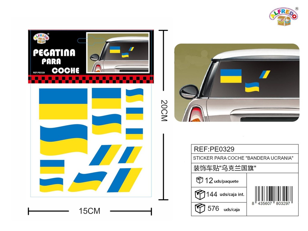 Sticker para Coche "Bandera Ucrania" 15x20 cm - Stickers para vehículos