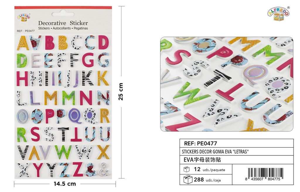 Stickers Decor Goma EVA "Letras" 14.5x25 cm - Pegatinas decorativas de EVA