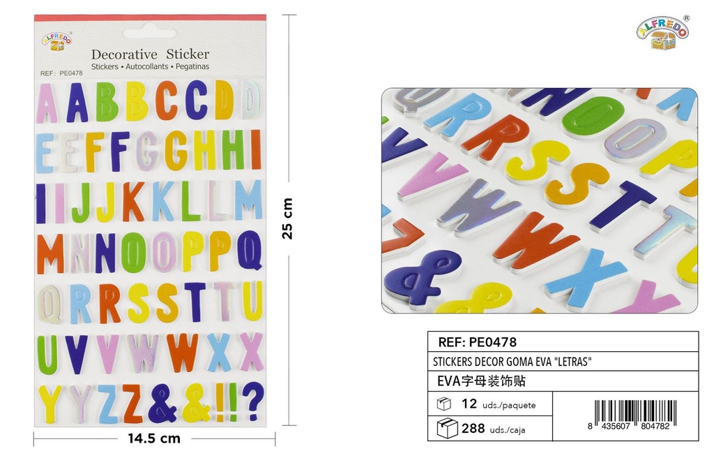 Stickers Decor Goma EVA "Letras" 14.5x25 cm - Pegatinas decorativas de EVA