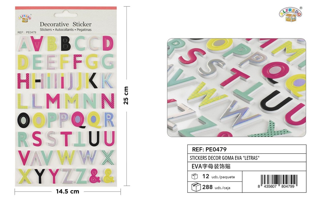 Stickers Decor Goma EVA "Letras" 14.5x25 cm - Pegatinas decorativas de EVA