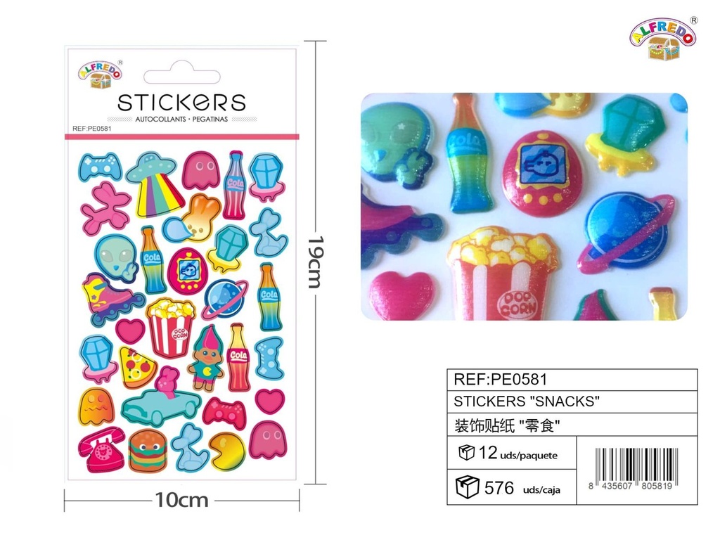 Stickers "snacks" 10x19 cm - Pegatinas surtidas infantiles