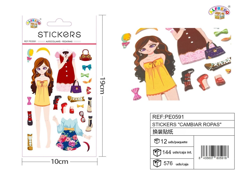 Stickers "cambiar ropas" 10x19 cm - Pegatinas infantiles de vestir