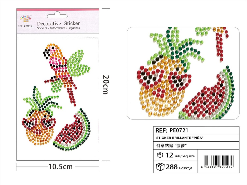 Sticker Brillante "Piña" 10.5x20 cm - Pegatinas de diamantes y perlas