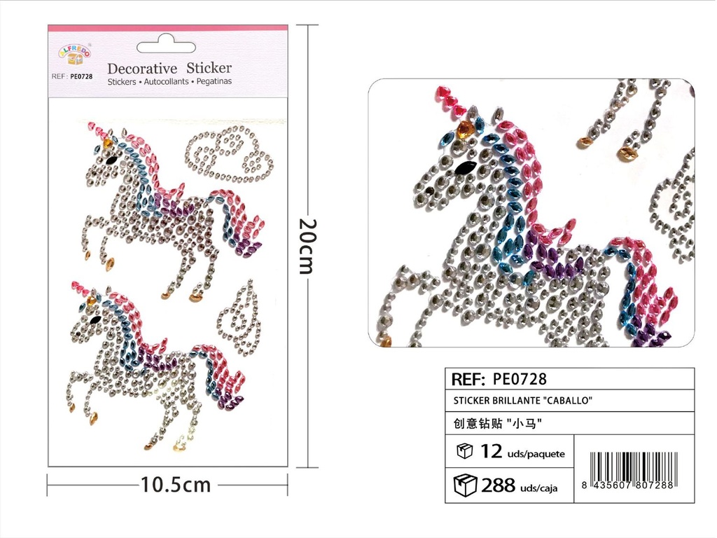 Sticker Brillante "Caballo" 10.5x20 cm - Pegatinas de diamantes y perlas