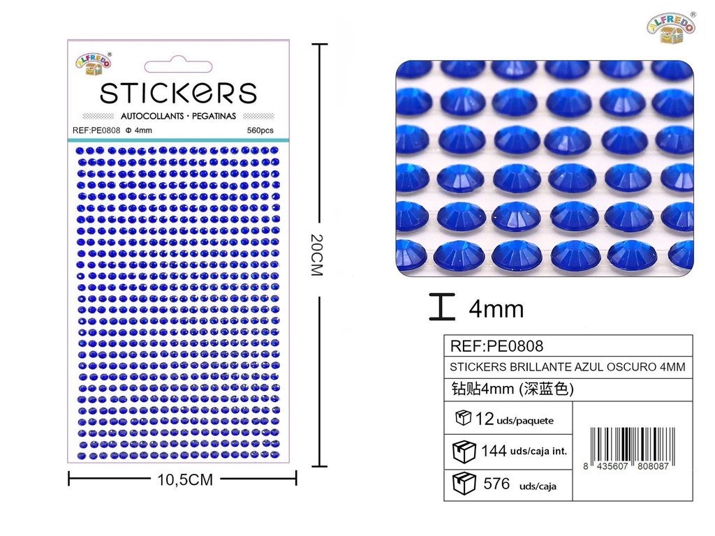 Pegatinas brillantes azul oscuro 4 mm 10 x 20 cm - Decoración