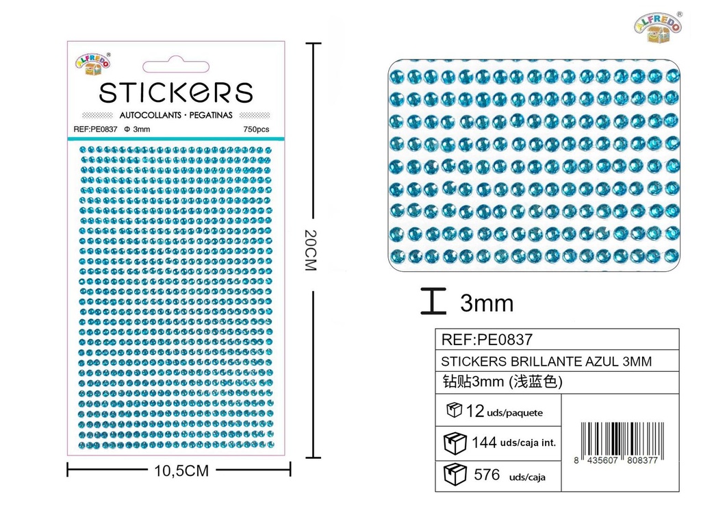 Sticker brillante azul 3mm 10,5x20cm para decoraciones