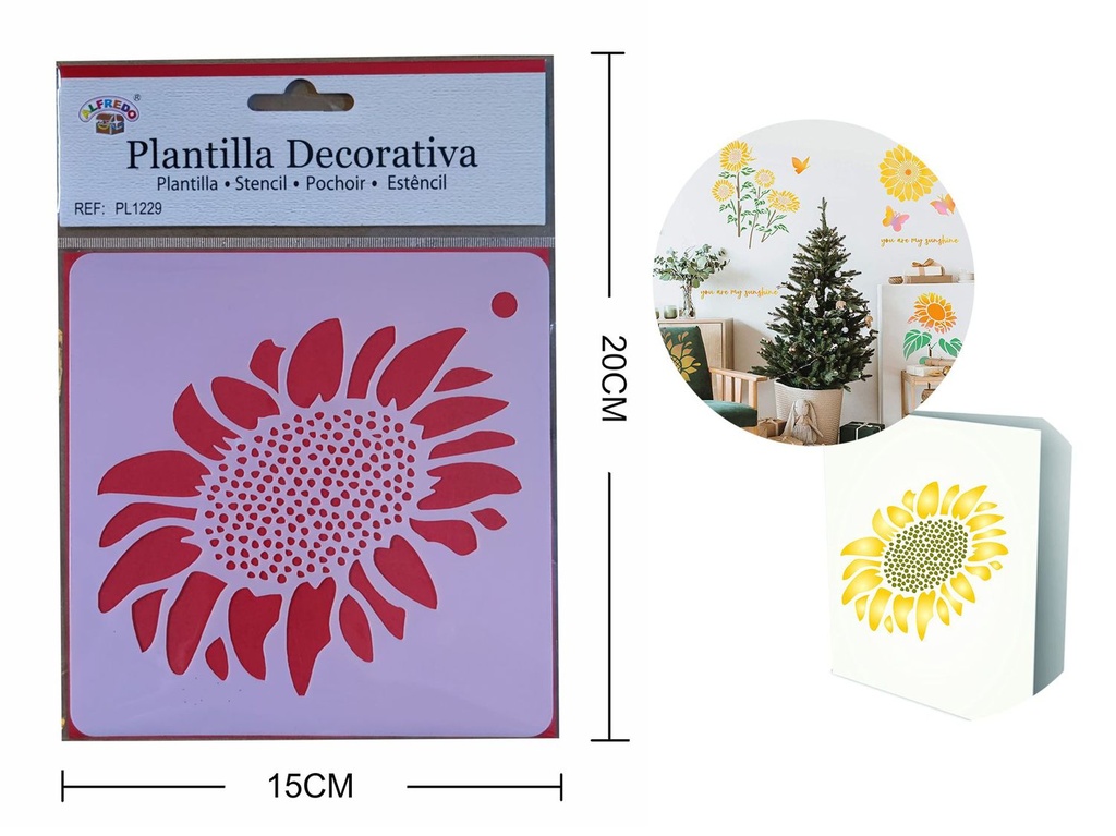 Plantilla decorativa "Girasol" 15 x 20 cm - Plantillas de artesanía