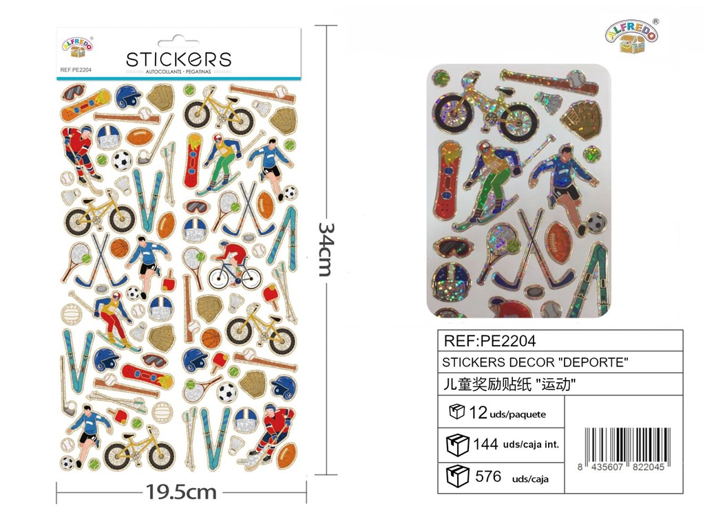 Pegatina decorativa "deporte" 19.5x34cm para manualidades
