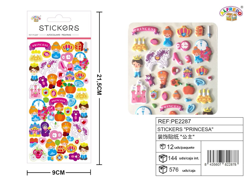 Stickers de Princesa 9x21.5 cm - Adhesivos infantiles