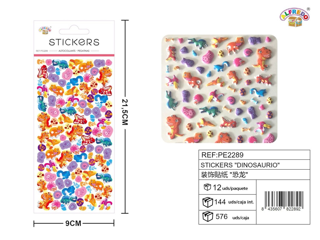 Stickers de Dinosaurio 9x21.5 cm - Adhesivos infantiles