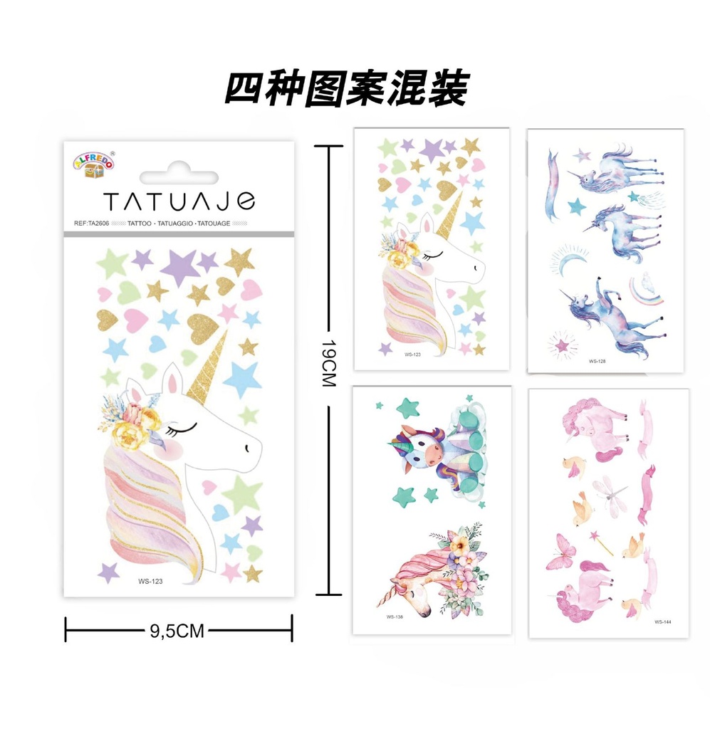 Stickers de tatuajes unicornio 9.5x19cm - Tatuajes temporales