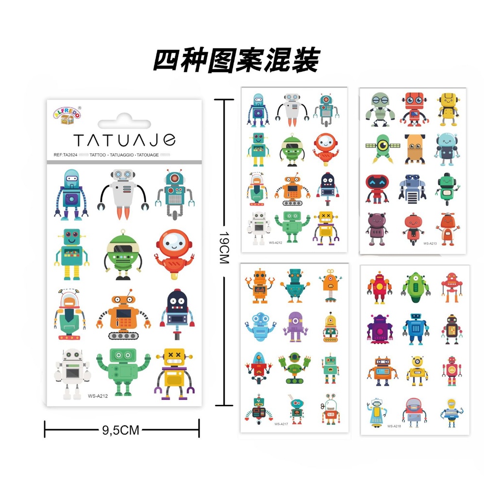 Stickers de tatuajes robot 9.5x19cm - Tatuajes temporales