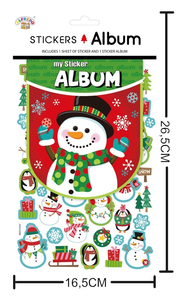 Álbum de stickers navidad "Muñeco de nieve" 16.5x26.5 cm - Artículos navideños