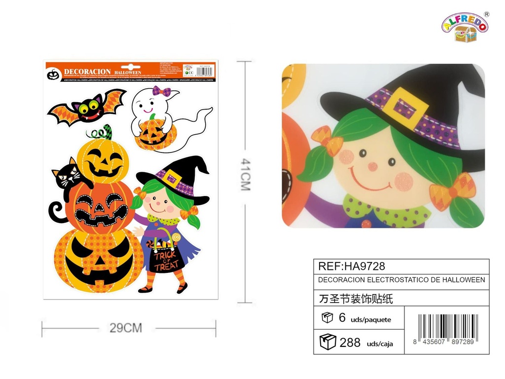Decoración electrostática de Halloween 29 x 41 cm - Decoraciones de Halloween