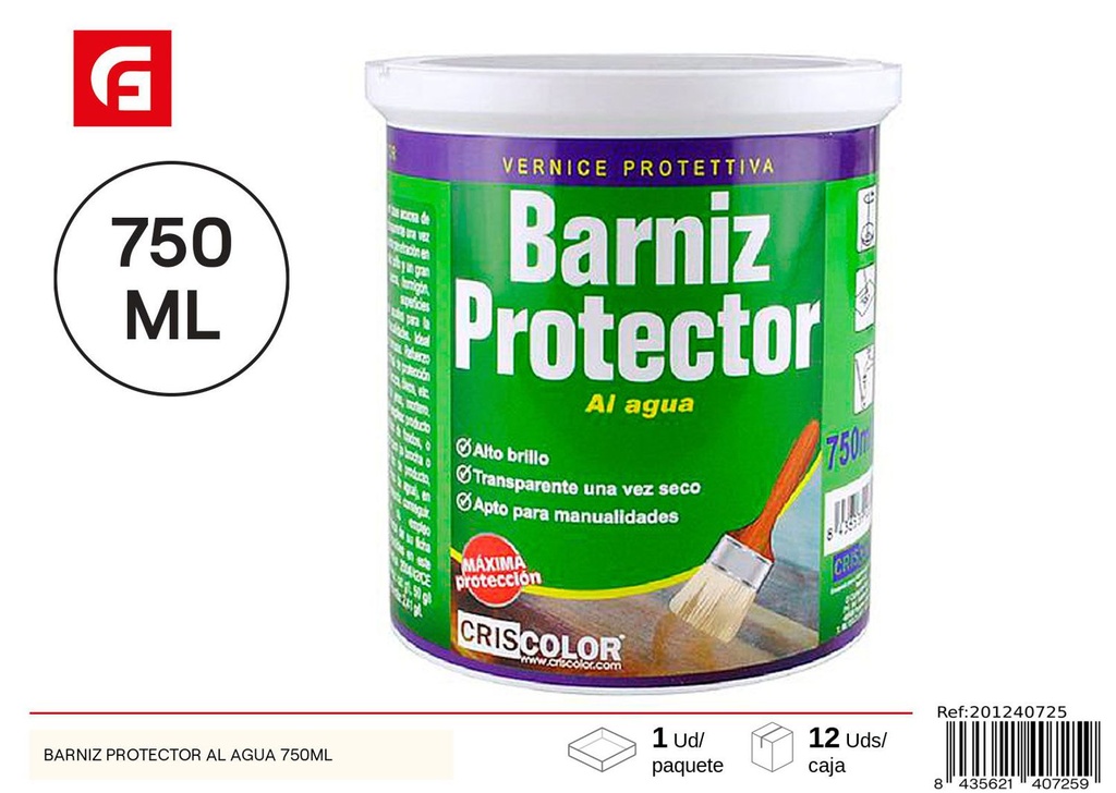 Barniz protector al agua 750ml - Pinturas para ferretería