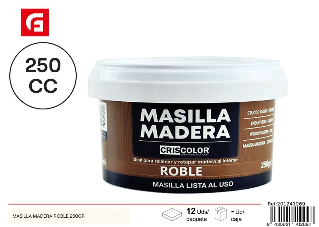 Masilla de madera roble 250 g - Pintura y ferretería