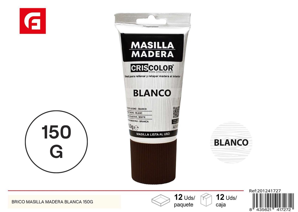 Masilla de madera blanca 150g - Pintura y bricolaje