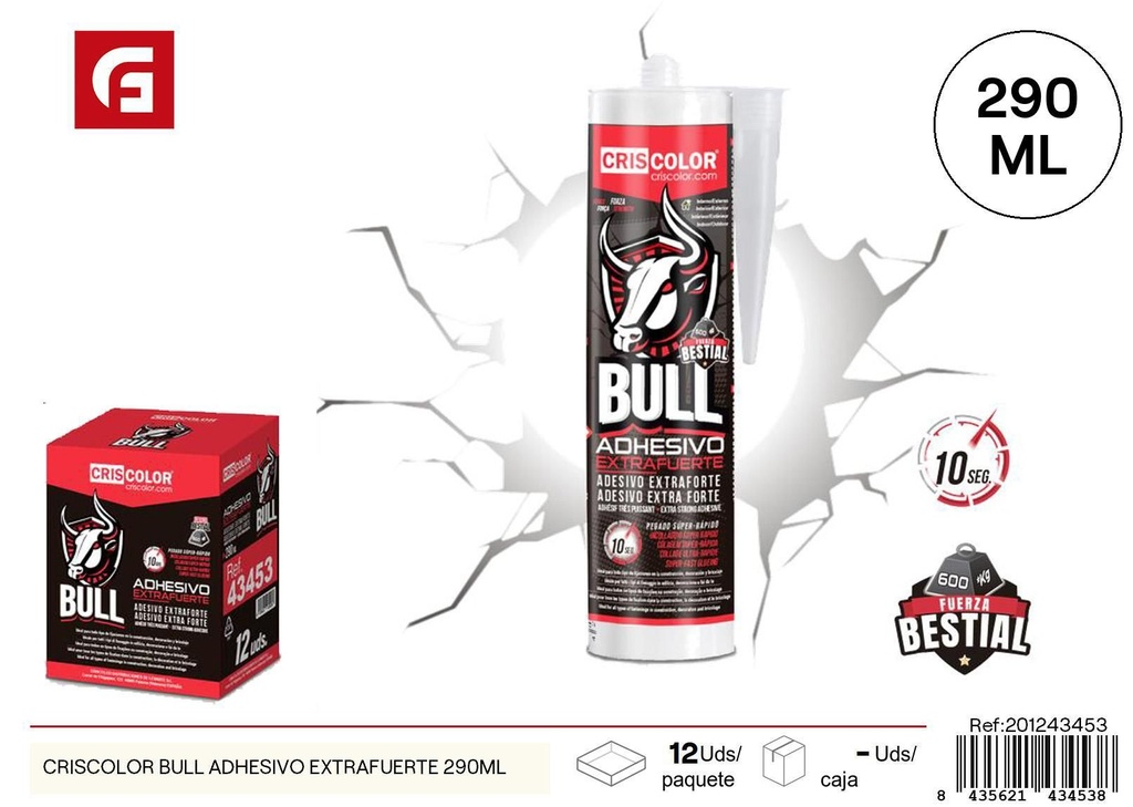 Adhesivo extrafuerte Bull 290ml para reparaciones y bricolaje