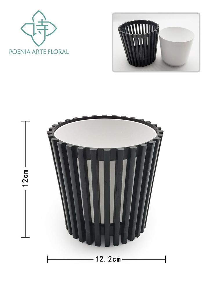 Maceta Ripa 13 cm negra - Flores artificiales
