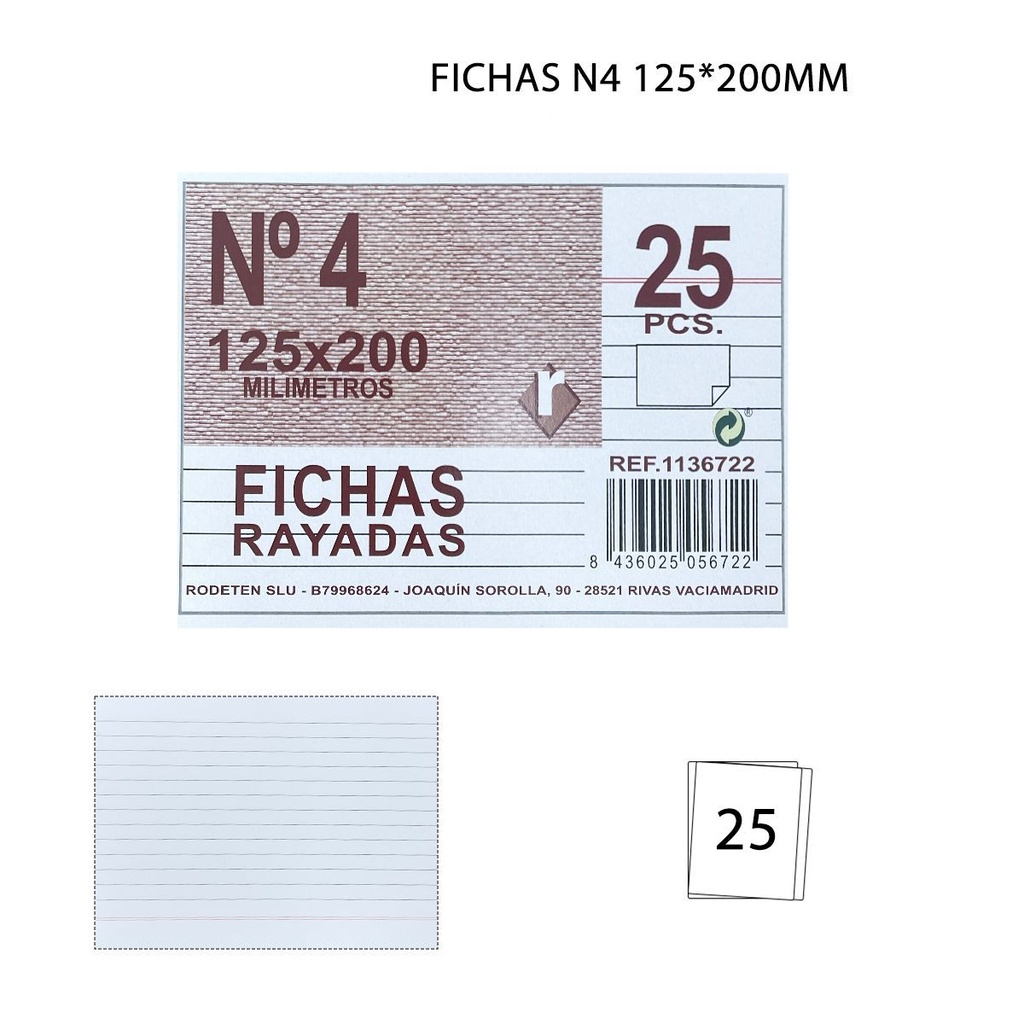 Fichas N4 125x200 mm - Suministros de oficina